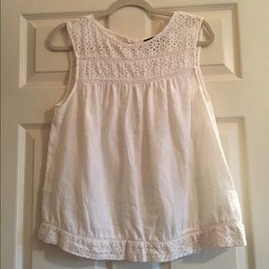 Cynthia Rowley Eyelet Trimmed Linen Tank